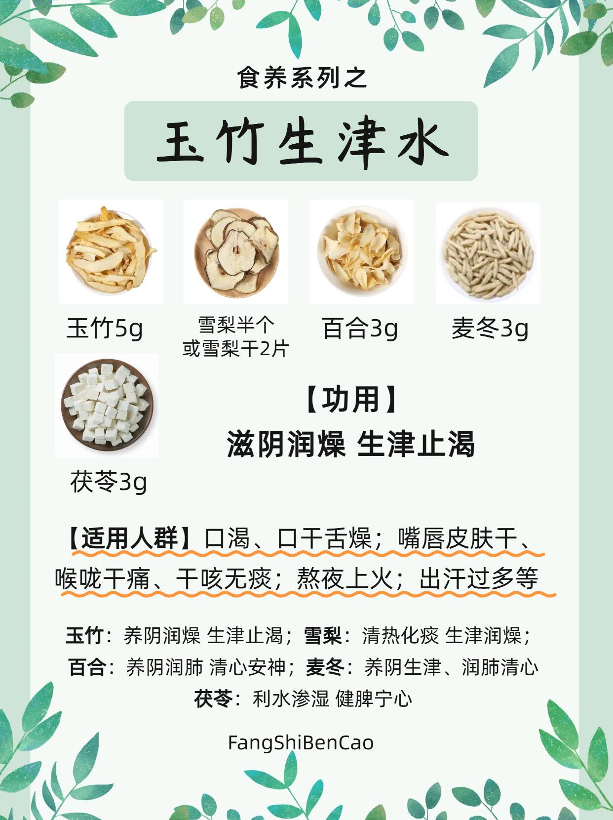 食养系列【玉竹生津水】润肺生津 润燥止渴 第 1 张参考图