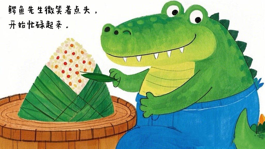 儿童故事绘本：《鳄鱼先生卖粽子》🐊趣味端午 第 4 张参考图