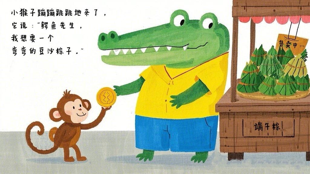 儿童故事绘本：《鳄鱼先生卖粽子》🐊趣味端午 第 7 张参考图